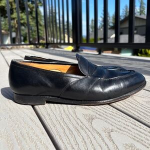 Edward Green Penny Loafers Flat Dress Shoes Men's Size US 10.5 D Black Leather
